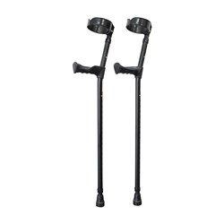 Double Adjustable Elbow Crutches With Anatomical Grip Adult [Jet Black]