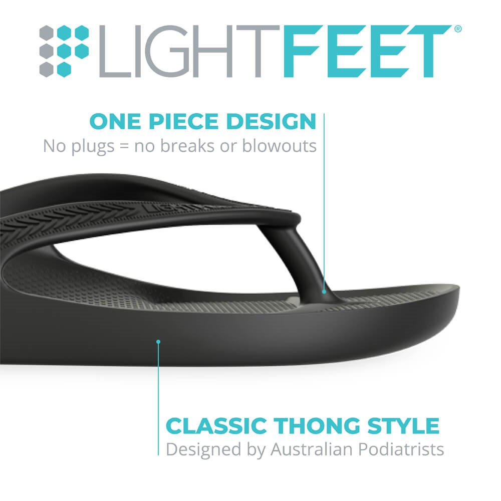 Lightfeet Arch Support Thongs - Black, Australian Design