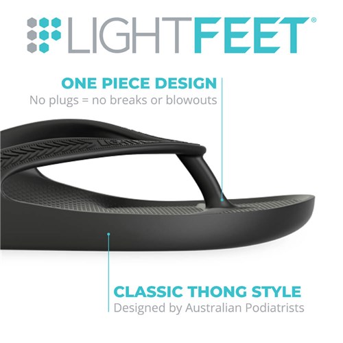 Lightfeet Arch Support Thongs - Black, Australian Design