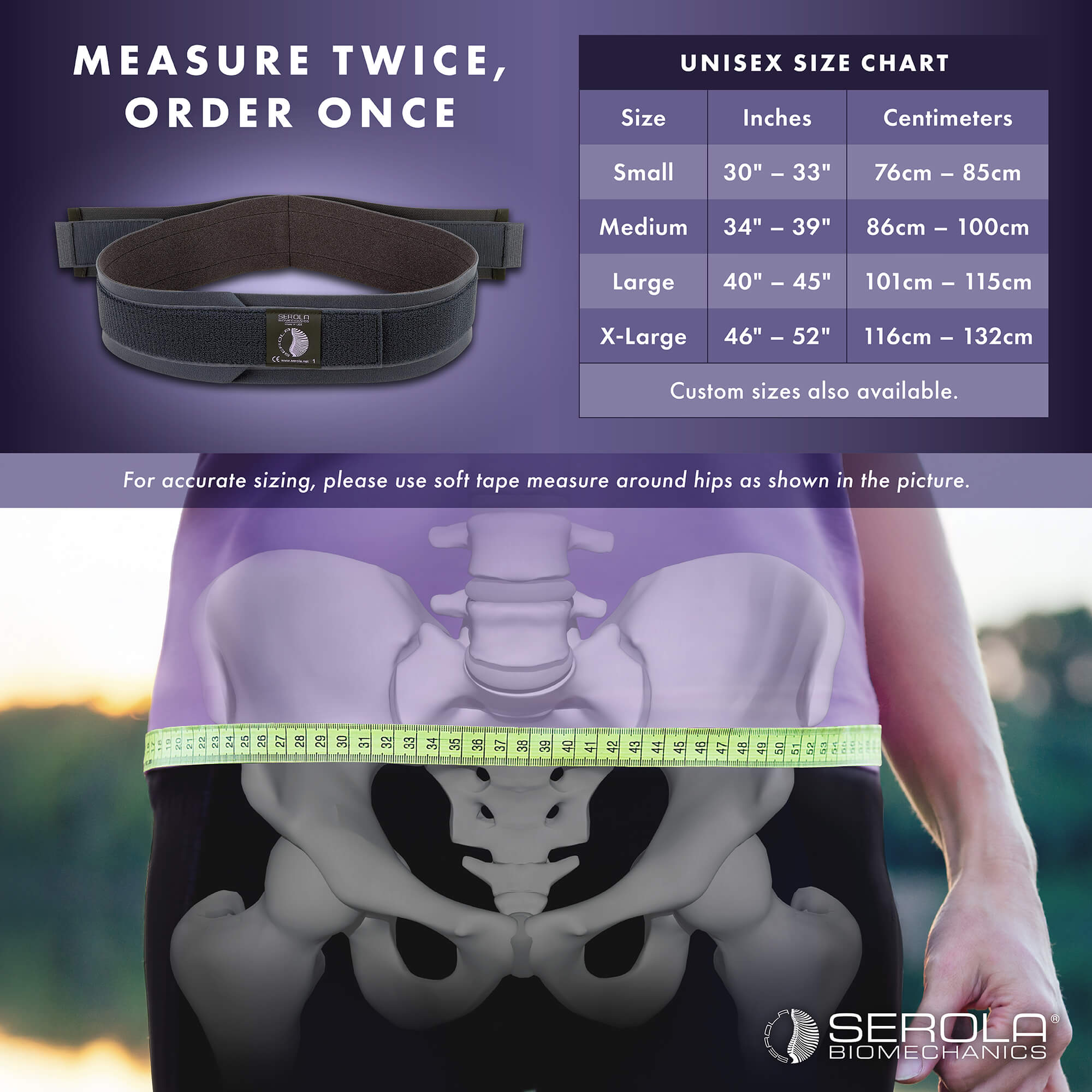 Serola SIJ Belt Sizing Guide